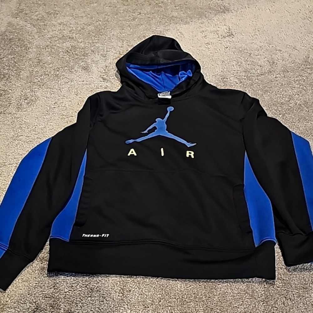 Jordan Jumpman Boy's Size M Blue/ Black Graphic Hoodie with Pocke…